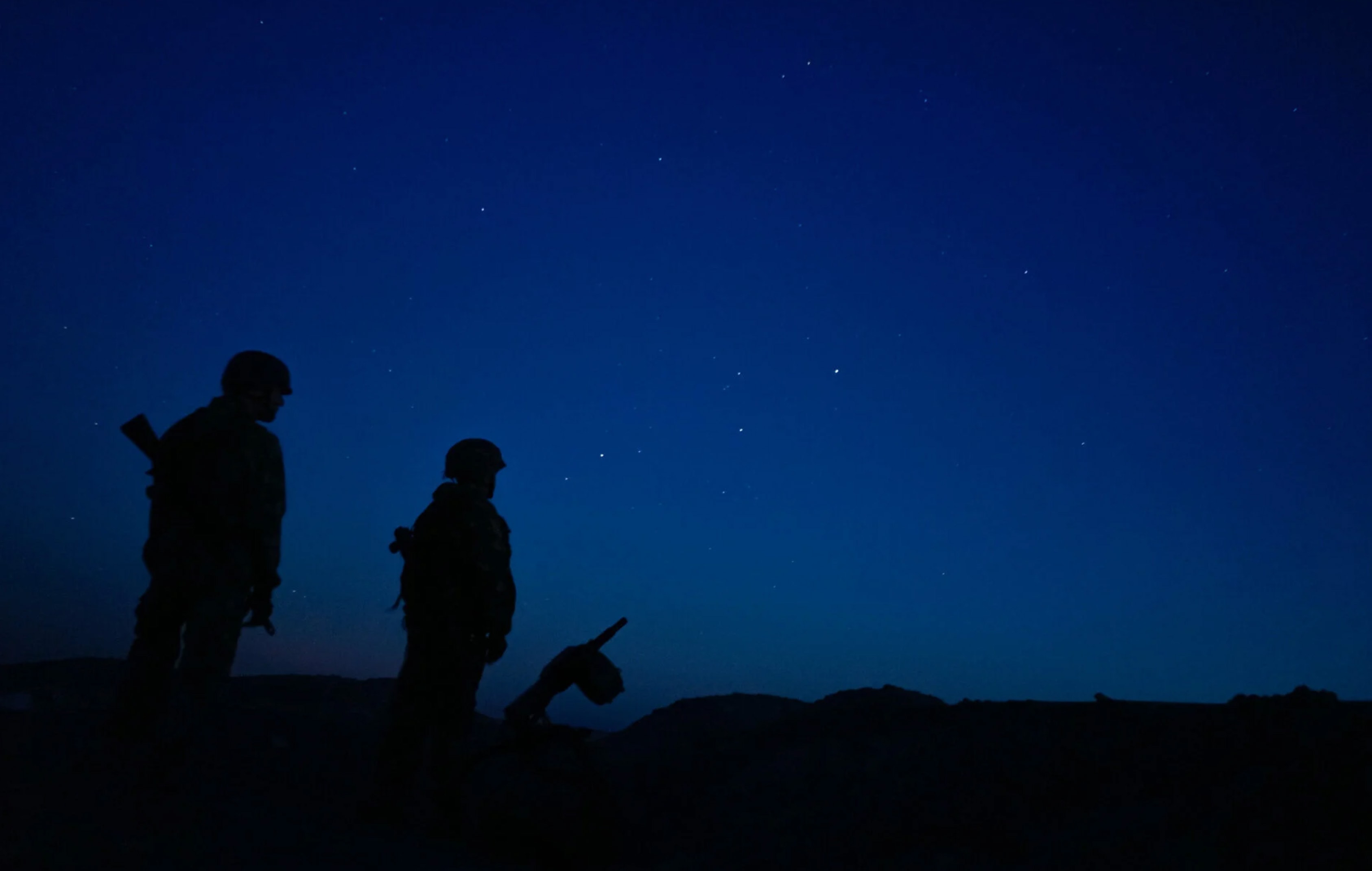 Ukrainian soldiers and sky